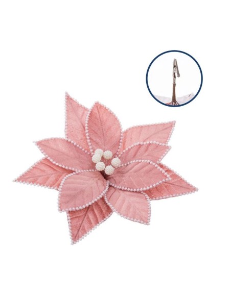 POINSETTIA CON CLIP POLIESTER 29 X 29 CM