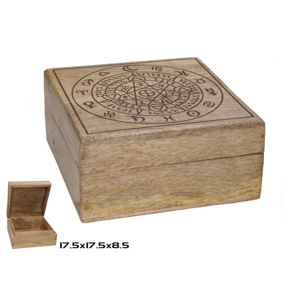 CAJA MADERA ZODIAC 18X18X9CM