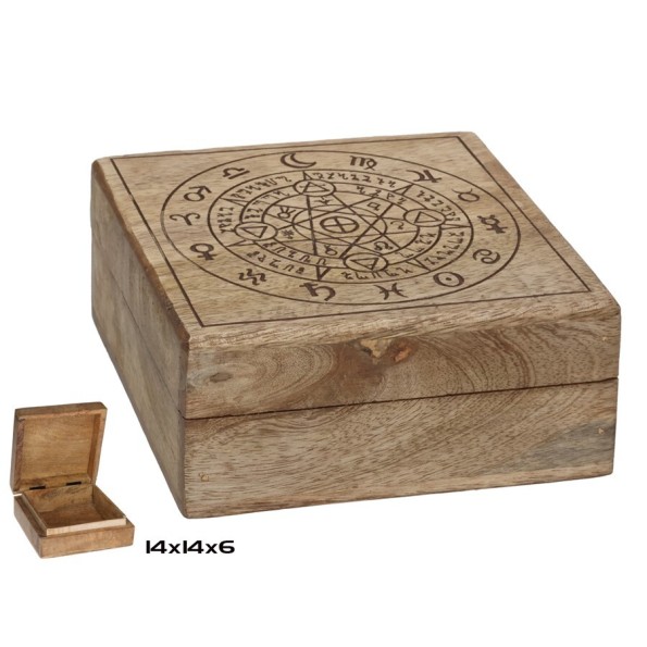 CAJA MADERA ZODIAC 14X14X7CM