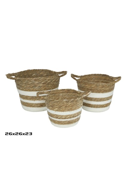 SET 3 CESTAS CON ASAS CALI 26X26X23CM