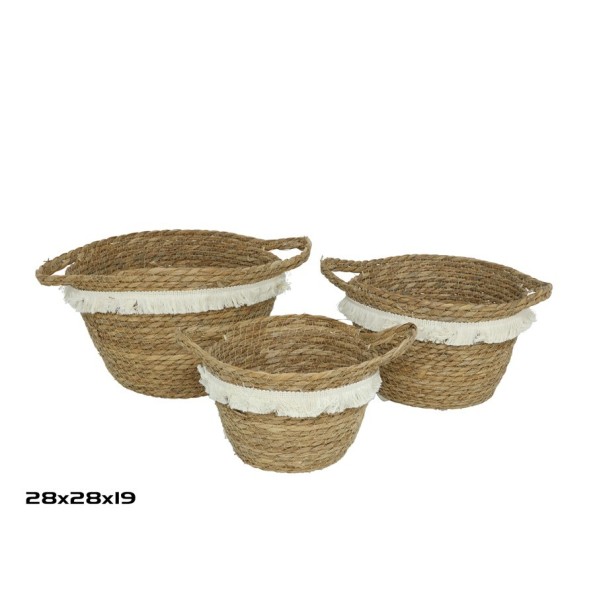 SET 3 CESTAS CON ASAS BAHIA 28X28X19CM