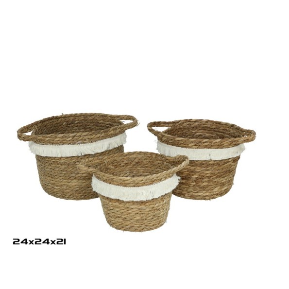 SET 3 CESTAS CON ASAS BAHIA 24X24X21CM