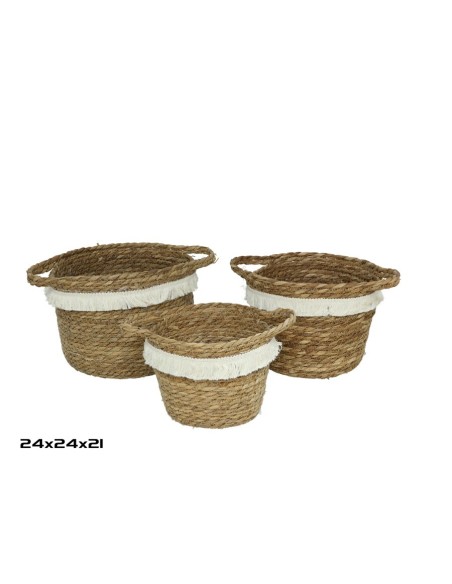 SET 3 CESTAS CON ASAS BAHIA 24X24X21CM