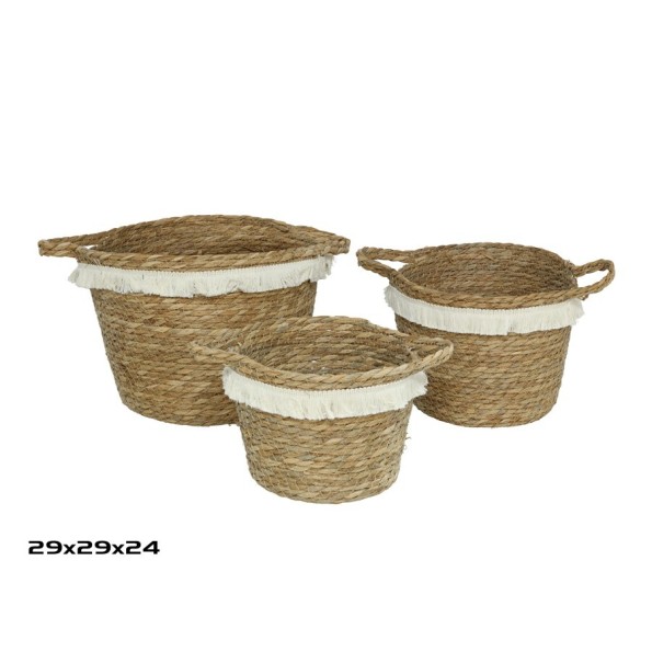 SET 3 CESTAS CON ASAS BAHIA 29X29X24CM