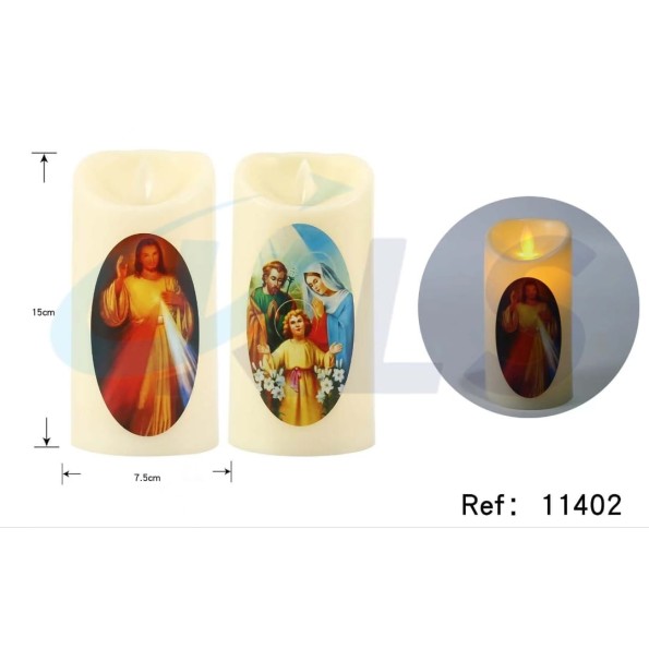 VELAS DECORATIVAS BLANCA MOVIMIENTO LLAMA SANTOS 7,5*15CM