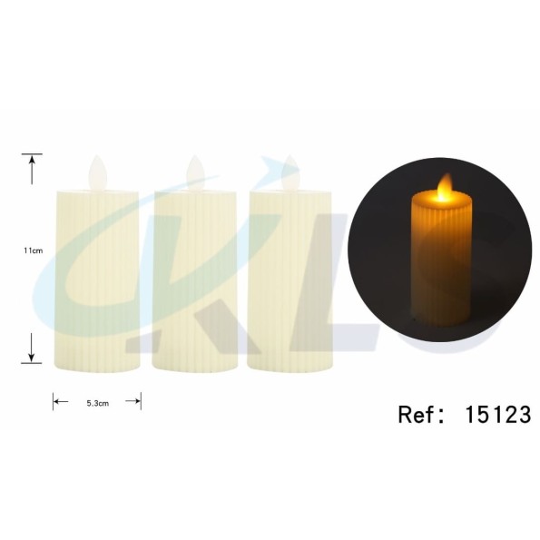 VELAS DECORATIVAS MOVIMIENTO LLAMA LINEAS 5,3*11CM