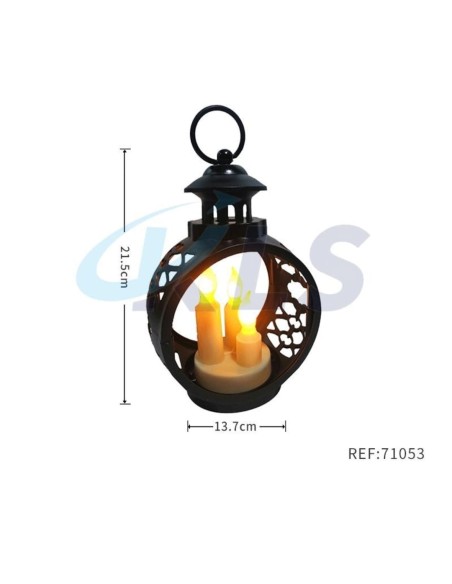 FAROL REDONDO OSCURO LED TRES VELAS