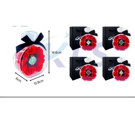 CAJA JOYA CON ROSA Y RELOJ