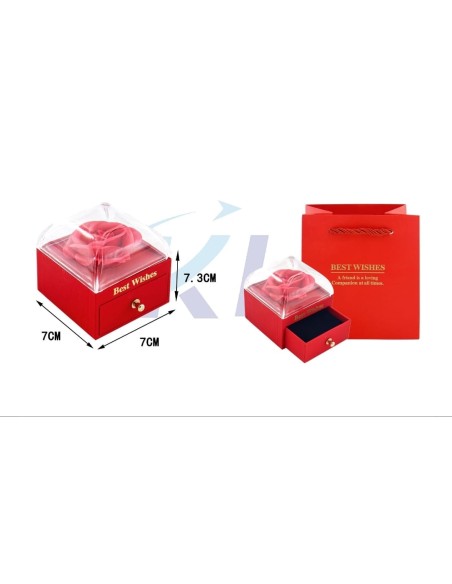 CAJA DE JOYA CON ROSA EN SU INTERIOR