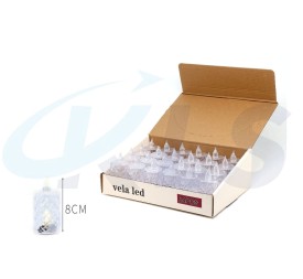 VELA LED TRANSPARENTE LLAMA 8CM