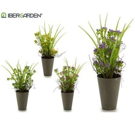 MACETA CONICA GRIS FLORES SURT 4 COLORES 12 x 12 x 30 cm.