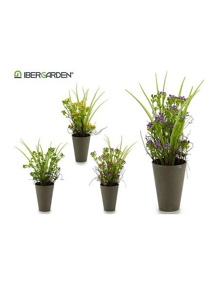 MACETA CONICA GRIS FLORES SURT 4 COLORES 12 x 12 x 30 cm.