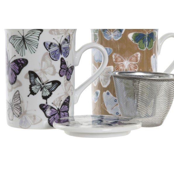 MUG INFUSIONES PORCELANA 11X8,5X11 280ML, MARIPOSA