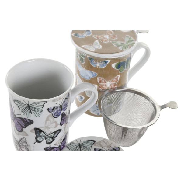 MUG INFUSIONES PORCELANA 11X8,5X11 280ML, MARIPOSA