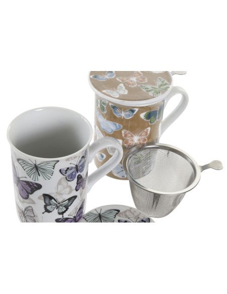 MUG INFUSIONES PORCELANA 11X8,5X11 280ML, MARIPOSA