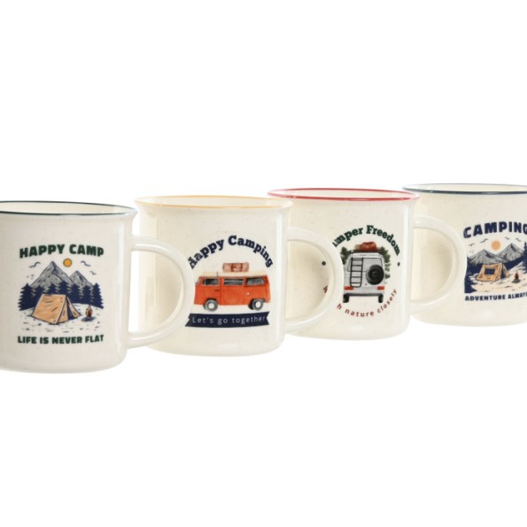 MUG PORCELANA 9,4X8,7X8 340ML CAMPING 4 SURT.