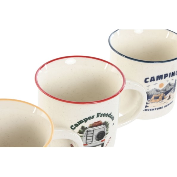 MUG PORCELANA 9,4X8,7X8 340ML CAMPING 4 SURT.