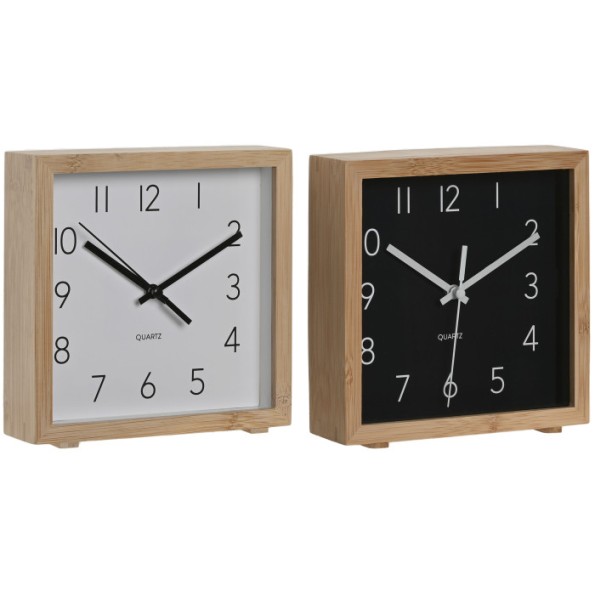 RELOJ DESPERTADOR BAMBU 16X4,6X16 NATURAL 2 SURT.