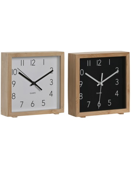 RELOJ DESPERTADOR BAMBU 16X4,6X16 NATURAL 2 SURT.