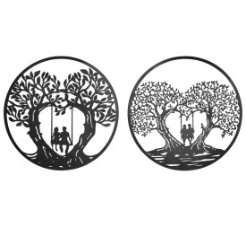 DECORACION PARED METAL 40X1X40 ARBOL PAREJA 2 SURT
