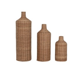 JARRON SET 3 RATAN METAL 25X25X80 NATURAL MARRON