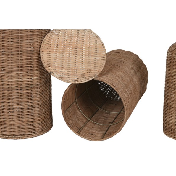 JARRON SET 3 RATAN METAL 25X25X80 NATURAL MARRON
