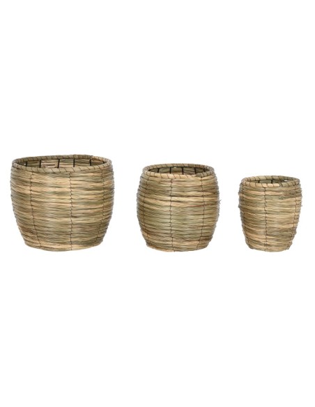 MACETERO SET 3 FIBRA 36X36X31 NATURAL MARRON