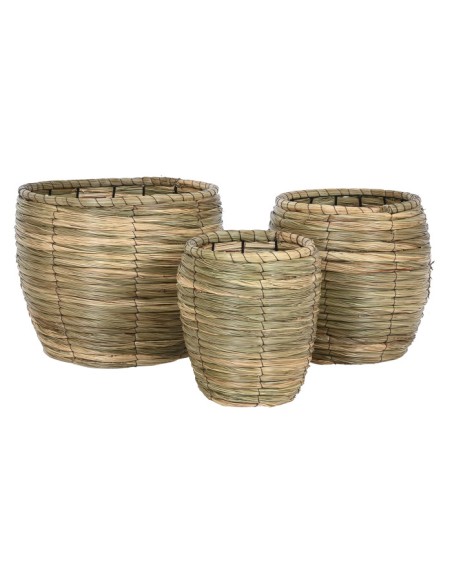 MACETERO SET 3 FIBRA 36X36X31 NATURAL MARRON