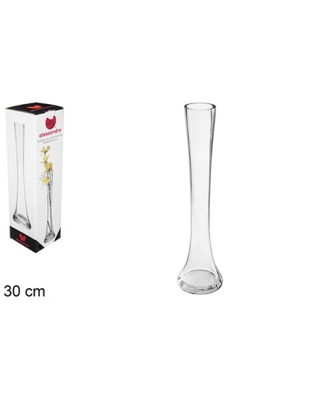 FLORERO CRISTAL LUNGO NATURAL REDONDO 30CM