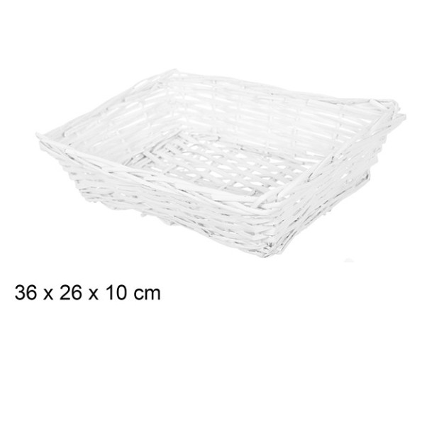 CESTA MIMBRE RECT BLANCA 36X26X10CM