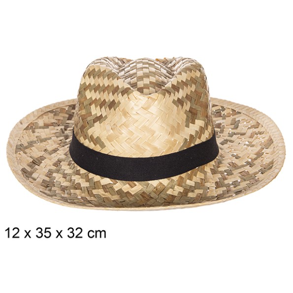 SOMBRERO PAJA BASIC BICOLOR CON CINTA NEGRA