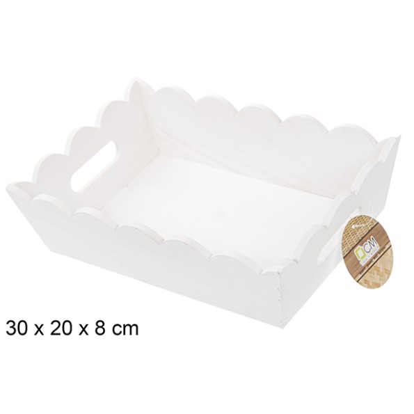 CAJA MADERA ONDULADA RECTANGULAR BLANCA 30X20CM