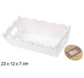 CAJA MADERA ONDULADA RECTANGULAR BLANCA 23X12CM