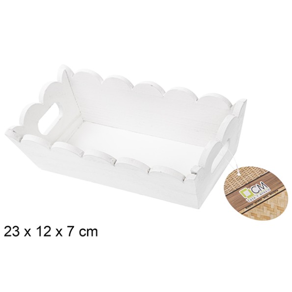 CAJA MADERA ONDULADA RECTANGULAR BLANCA 23X12CM