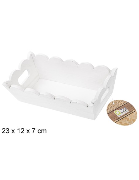 CAJA MADERA ONDULADA RECTANGULAR BLANCA 23X12CM