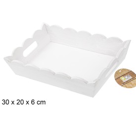 CAJA MADERA ONDULADA RECTANGULAR BLANCA 30X20CM