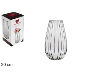 FLORERO CRISTAL RAYADO 20 CM