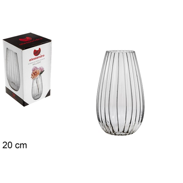FLORERO CRISTAL RAYADO 20 CM