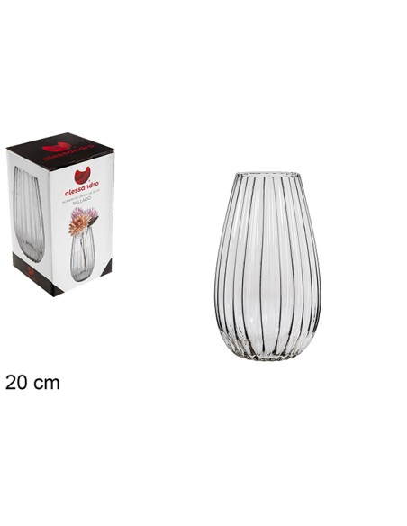 FLORERO CRISTAL RAYADO 20 CM