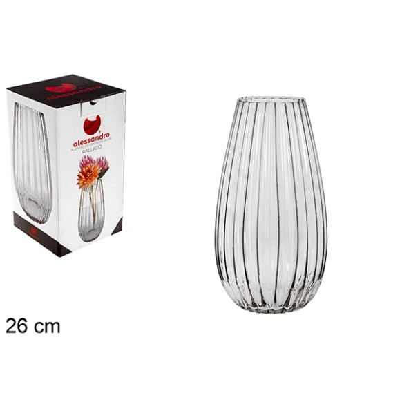 FLORERO CRISTAL RAYADO 26 CM