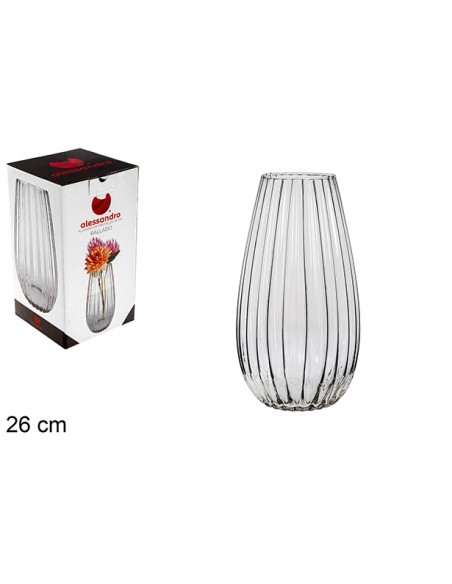 FLORERO CRISTAL RAYADO 26 CM