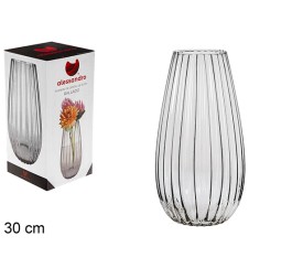 FLORERO CRISTAL RAYADO 30 CM