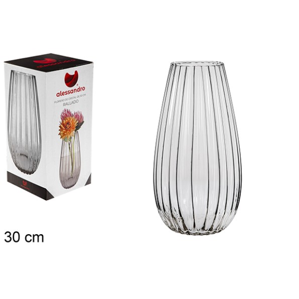 FLORERO CRISTAL RAYADO 30 CM