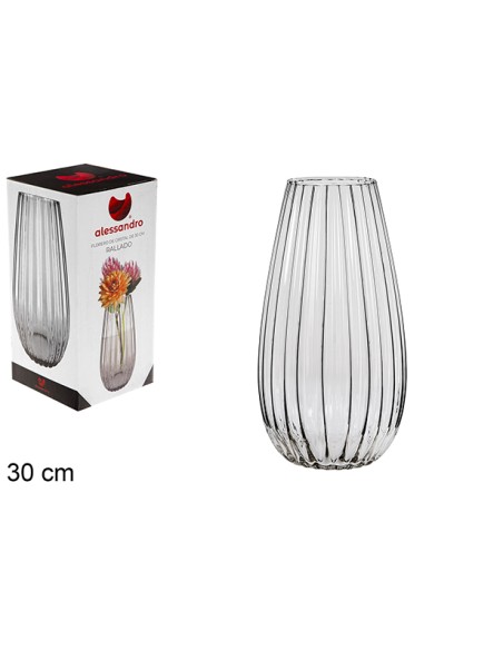 FLORERO CRISTAL RAYADO 30 CM
