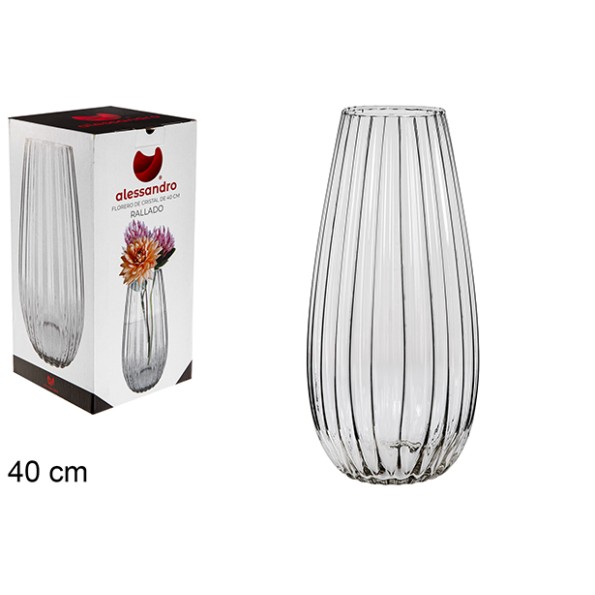 FLORERO CRISTAL RAYADO 40 CM