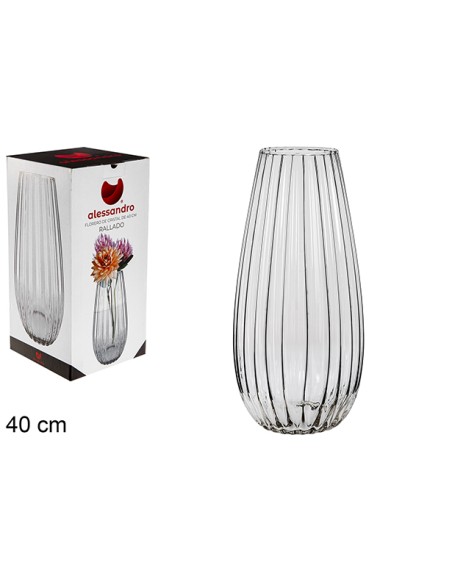 FLORERO CRISTAL RALLADO 40CM