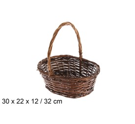 CESTAS MIMBRE OVALADA CAFE 30X22X12CM