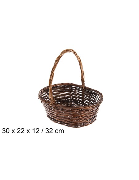 CESTAS MIMBRE OVALADA CAFE 30X22X12CM