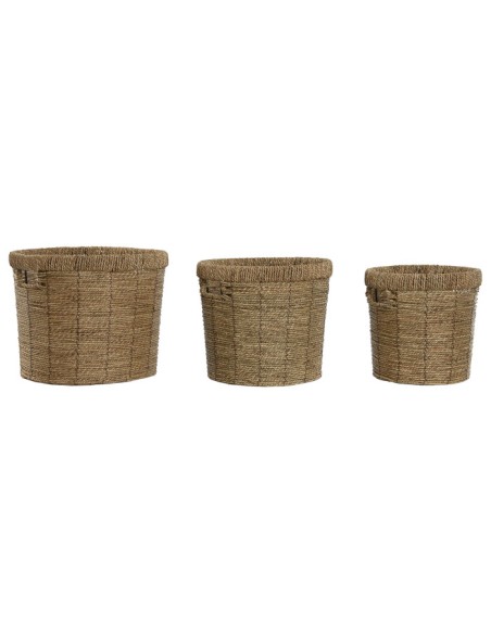 MACETERO SET 3 FIBRA METAL 36X36X29 MARRON