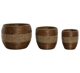MACETERO SET 3 FIBRA METAL 33X33X30 NATURAL
